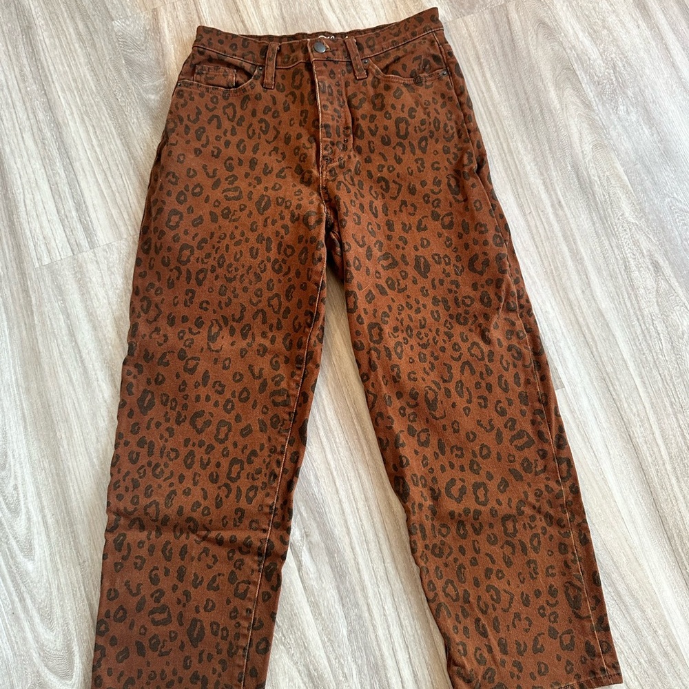 Leopard Print Brown Jeans